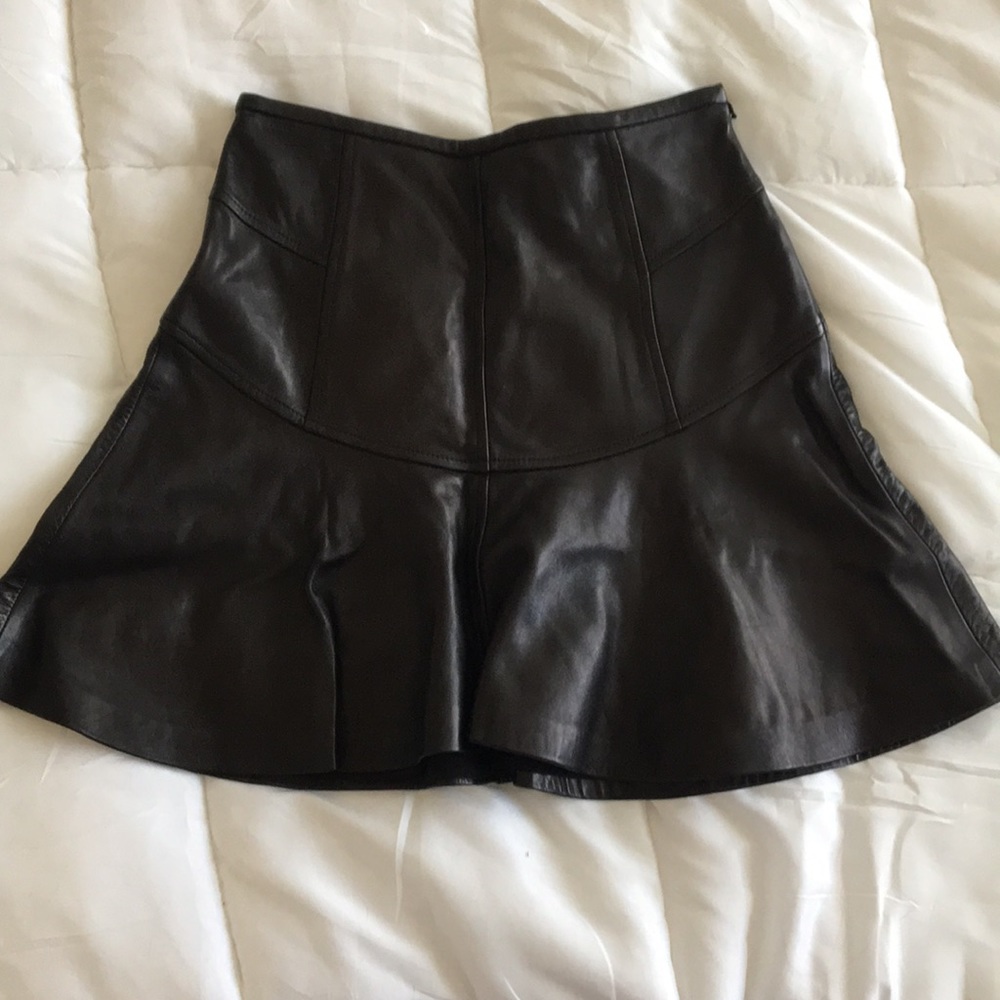 Black leather mini skirt